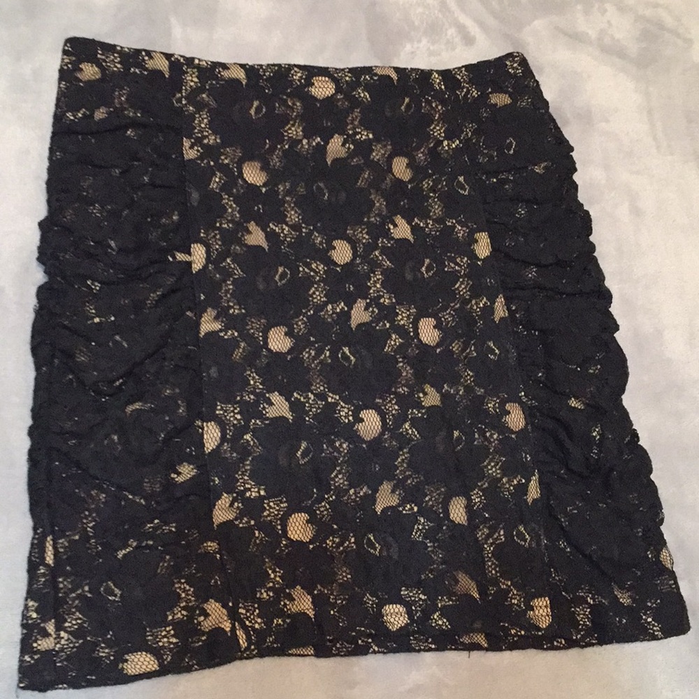 Black lace pencil skirt